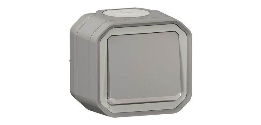 Poussoir simple lumineux - Plexo - complet saillie - gris