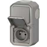 Kit interrupteur ou va-et-vient - prise de courant 2P+T - Plexo - gris