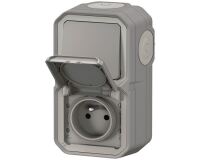 Kit interrupteur ou va-et-vient - prise de courant 2P+T - Plexo - gris