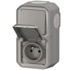 Kit interrupteur ou va-et-vient - prise de courant 2P+T - Plexo - gris