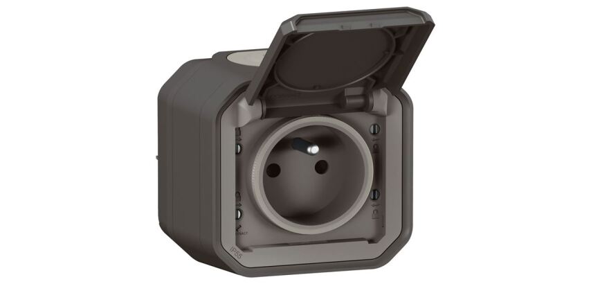 Prise de courant 2P+T - Plexo - complet saillie - anthracite
