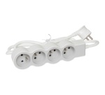 Rallonge multiprise extra-plate - 4 prises - 2P+T - cordon 3 m - blanc/gris