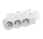 Rallonge extra-plate - 3 prises - 2P+T - cordon 1.5 m - blanc/gris clair