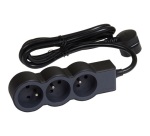 Rallonge extra-plate - 3 prises - 2P+T - cordon 1.5 m - noir/gris foncé