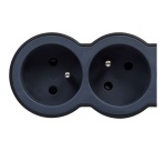 Rallonge extra-plate - 3 prises - 2P+T - cordon 1.5 m - noir/gris foncé