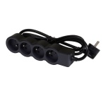 Rallonge multiprise extra-plate - 4 prises - 2P+T - cordon 1.5 m - noir/gri