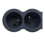 Rallonge multiprise extra-plate - 4 prises - 2P+T - cordon 1.5 m - noir/gri