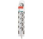 Rallonge multiprise extra-plate - 6 prises - 2P+T - cordon 1.5 m - blanc/gr