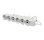 Rallonge multiprise extra-plate - 6 prises - 2P+T - cordon 1.5 m - blanc/gr