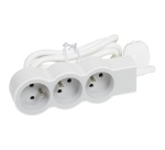 Rallonge extra-plate - 3 prises - 2P+T - cordon 3 m - blanc/gris clair