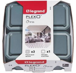 Kit prises de courant 2P+T - interrupteur ou va-et-vient - Plexo - complet