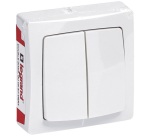 Interrupteur - double touche - va-et-vient - en saillie - complet - blanc