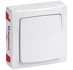 Poussoir - simple - complet - en saillie - blanc