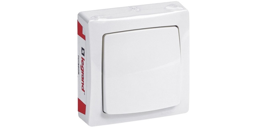 Poussoir - simple - complet - en saillie - blanc