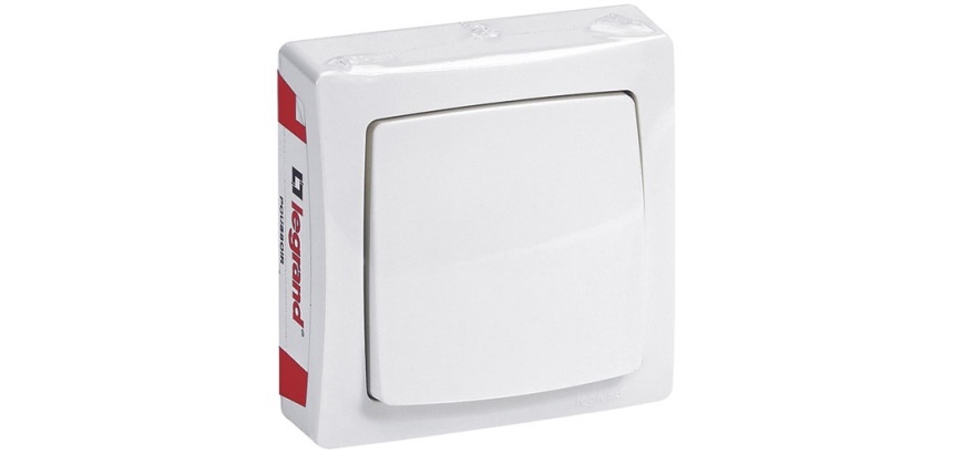 Poussoir - simple - complet - en saillie - blanc
