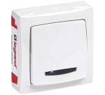 Poussoir - simple - lumineux - complet - en saillie - blanc