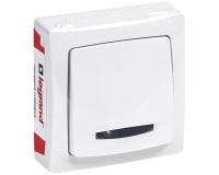Poussoir - simple - lumineux - complet - en saillie - blanc