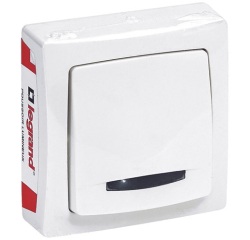 Poussoir - simple - lumineux - complet - en saillie - blanc