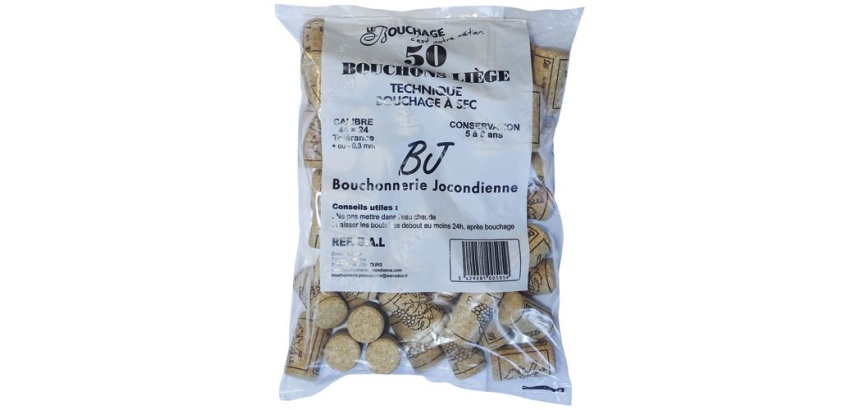 Bouchon liège - 44 x 24.5 mm - conservation 5 à 8 ans environ - lot de 50