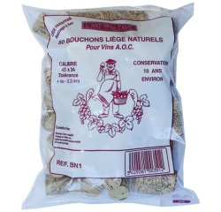 Bouchon naturel - 45 x 24 mm - conservation 10 ans environ - lot de 50