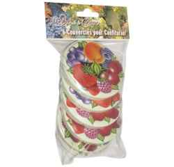 Couvercle confiturier - D: 82 mm - décor fruits - lot de 6