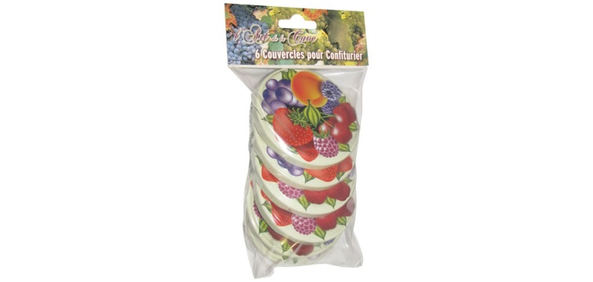 Couvercle confiturier - D: 82 mm - décor fruits - lot de 6