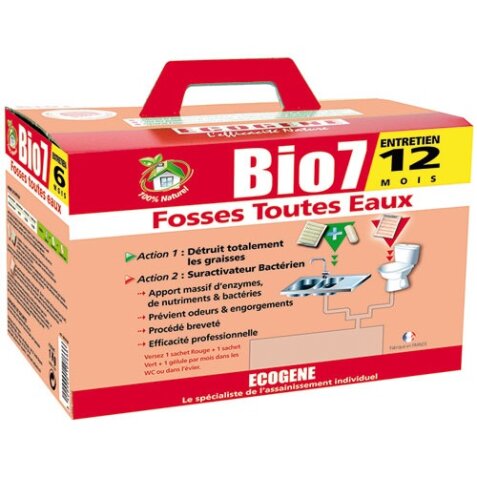 Traitement et entretien fosses septiques Bio 7 - Toutes eaux - 2 Kg