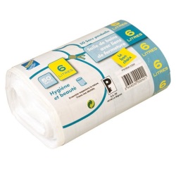 Sac poubelle blanc hygiène et beauté 6 L - Lot de 50