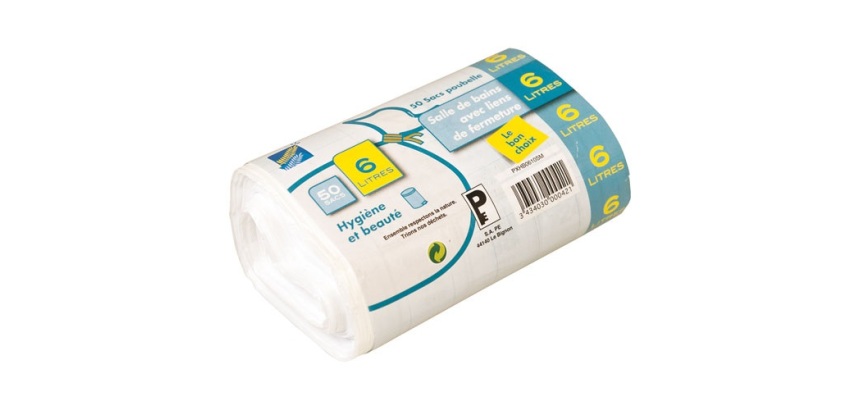 Sac poubelle blanc hygiène et beauté 6 L - Lot de 50