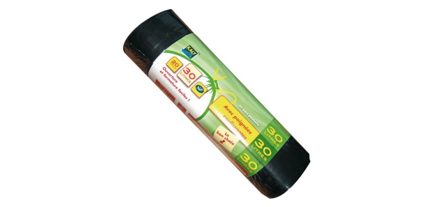 Sac poubelle avec poignées coulissantes 30 L x 20