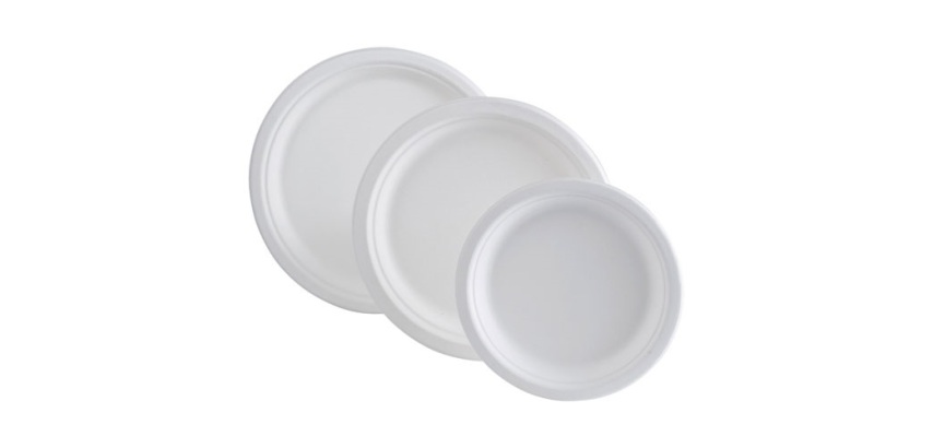 Assiette en canne à sucre Ø 23 cm, blanche - Lot de 50