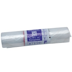 Sac poubelle transparent - 30 L - 22 microns - x50