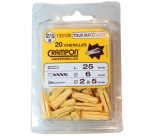 Cheville crampon - universelle - taille 2/5 - D : 6 mm - lot de 20