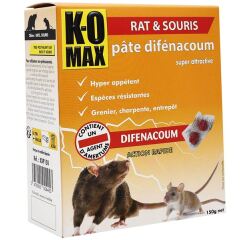 Appât pâte - difénacoum - rats et souris -  150 g - en sachets-doses