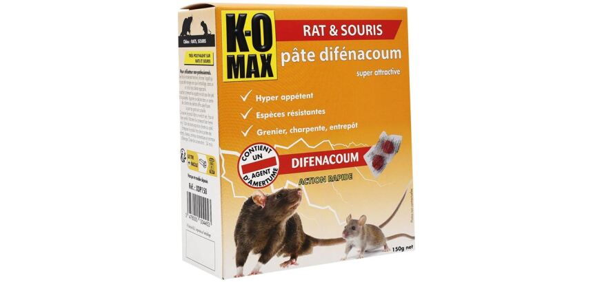 Appât pâte - difénacoum - rats et souris -  150 g - en sachets-doses