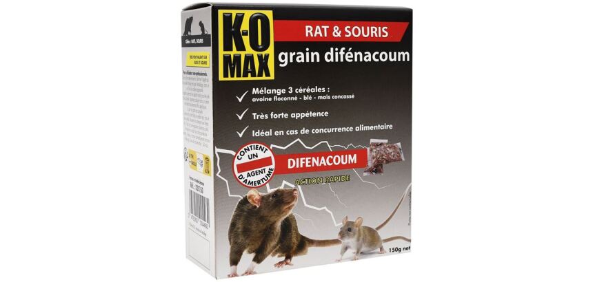 Appât 3 céréales - rats et souris - grain difénacoum - 150 g - en sachets-d