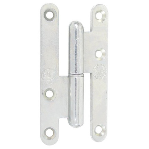 Paumelle de Paris bois bouts ronds - gauche - H 80 mm - l :  40 mm - zingué
