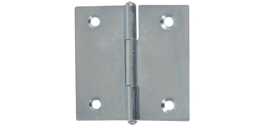 Charnière de meuble carré - L : 40 mm - 40 x 0.9 mm - zingué blanc