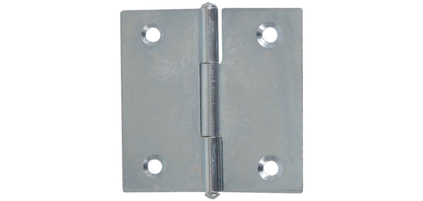 Charnière de meuble carré - L : 40 mm - 40 x 0.9 mm - zingué blanc