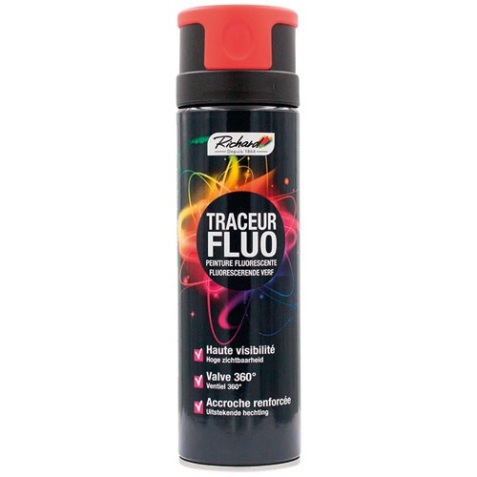 Bombe peinture fluorescente - traceur fluo - multi-supports - 500 mL - oran