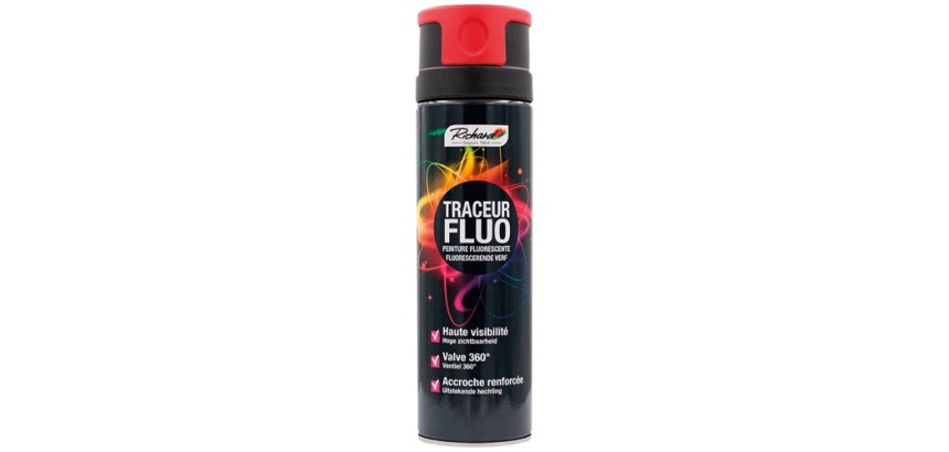 Bombe peinture fluorescente Multi-supports 500 ml Traceur Fluo - Rouge