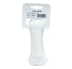Tresse polypropylène - 8 fuseaux - 3 mm - carotte - 10 m - blanche