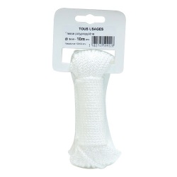 Tresse polypropylène - 8 fuseaux - 3 mm - carotte - 10 m - blanche