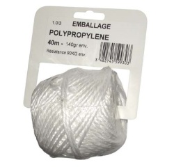 Ficelle polypropylène - 1.0/3 - D3 mm - pelote - 140 g - L : 42 m - blanche