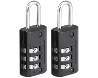 Cadenas à combinaison - 20 mm - anse de 22 mm - noir - lot de 2