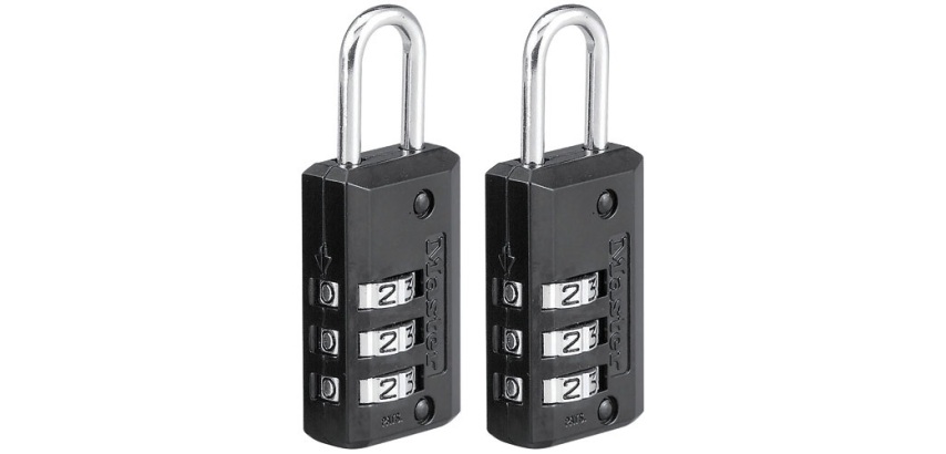 Cadenas à combinaison - 20 mm - anse de 22 mm - noir - lot de 2