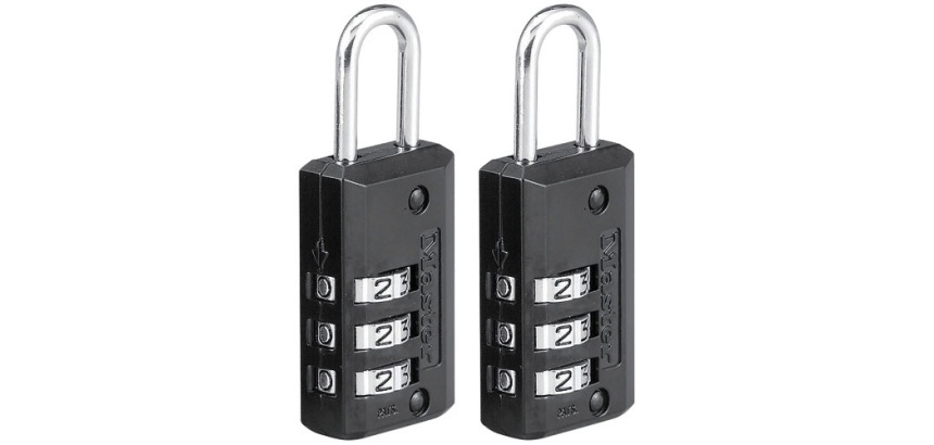 Cadenas à combinaison - 20 mm - anse de 22 mm - noir - lot de 2