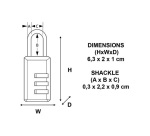 Cadenas à combinaison - 20 mm - anse de 22 mm - noir - lot de 2