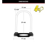 Antivol en U - à clé - anse 21 cm x 13 mm - noir