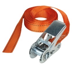 Sangle d'arrimage à cliquet - sans crochet  - L : 5 m - l : 25 mm - orange